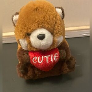 Adorable squirrel Brown Plush Toy with Red Heart cutie